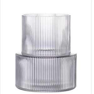 Elegant Silver Ribbed Glass Vase
